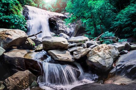 background Wallpaper nature Forest Hill Waterfall. thailand doi inthanonの写真素材