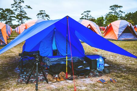 travel relax in the holiday. camping on the Mountain. Thailandの写真素材