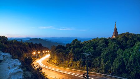 Landscape road paved road Rural Roadside View Mountain View. Road transport road. Car running on the streetの写真素材