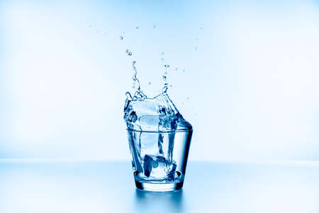 water splash collection on blue backgroundの写真素材
