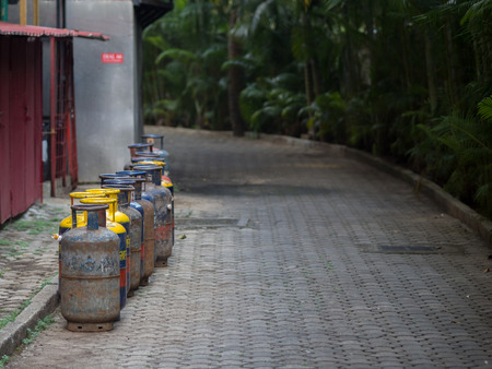 Gas tanks on the trail in Indiaのeditorial素材