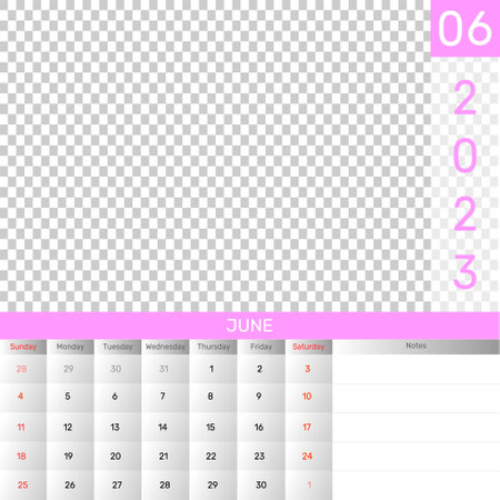 June 2023. Desk calendar for 2023 design, clean 2023 calendar design, professional desk calendar design week start on sunday, blue color clean desk calendar design.のイラスト素材