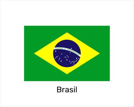 Flag of Brazil. national symbol. Brazil flag symbol. Vector illustration isolated on white backgroundのイラスト素材