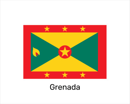 Flag of Grenada. national symbol. Grenada flag symbol. Vector illustration isolated on white backgroundのイラスト素材