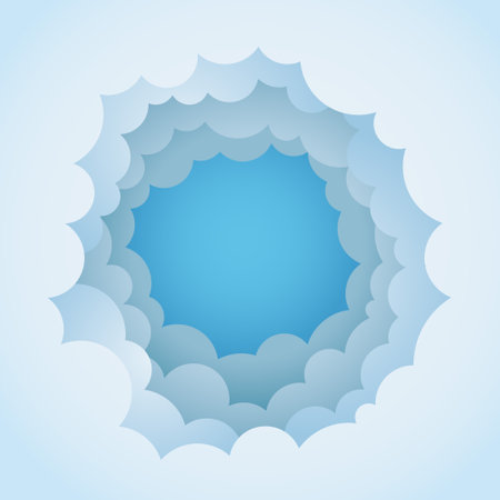 Sky and clouds, heaven background. Stylish design with a flat, cartoon poster, flyers, postcards, web banners. Cloudscape with blue sky cartoon background. vector illustrationのイラスト素材