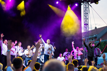 Boban Markovic Orkestar during performance in Sopron, Hungary, July 8, 2016のeditorial素材