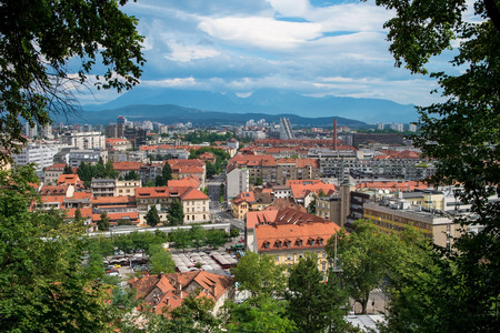 View on City of Ljubljana, capital of Sloveniaの写真素材