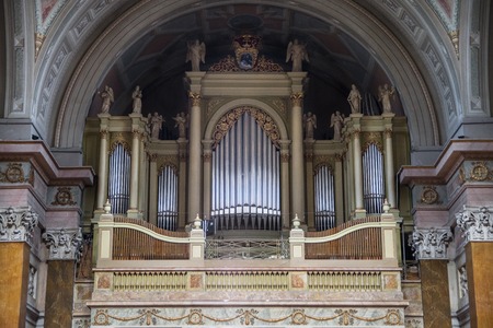 Organ in Basilica of Eger, St John Cathedral in Hungaryのeditorial素材