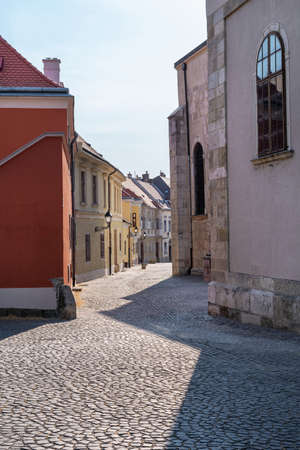 Old street in Gyor, Hungaryの写真素材
