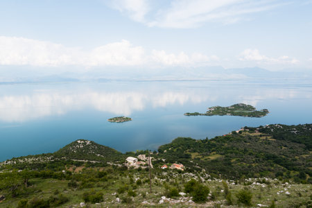 View of Lake Skadar in Albania in summerの写真素材