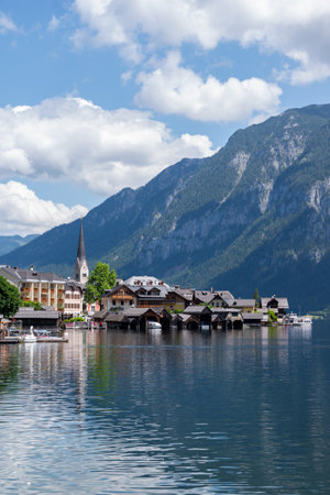 Hallstatt lake in summer, Austriaの写真素材