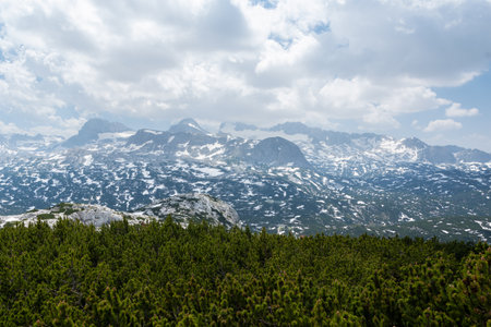 Dachstein mountain in summer, Austriaの写真素材