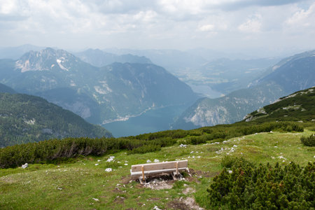 Hallstatt lake in summer, Austriaの写真素材