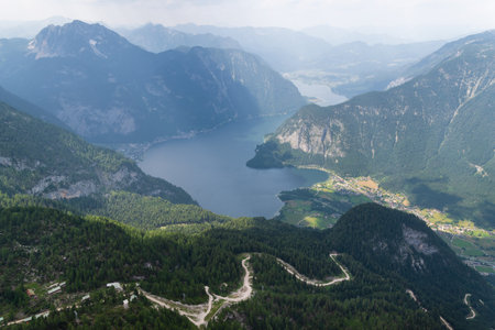 Hallstatt lake in summer, Austriaの写真素材