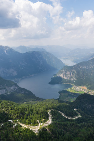 Hallstatt lake in summer, Austriaの写真素材