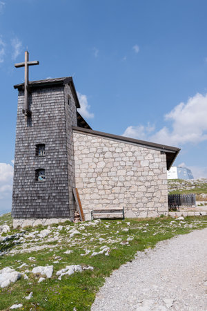 Church on Dachstein mountain in summer, Austriaの写真素材