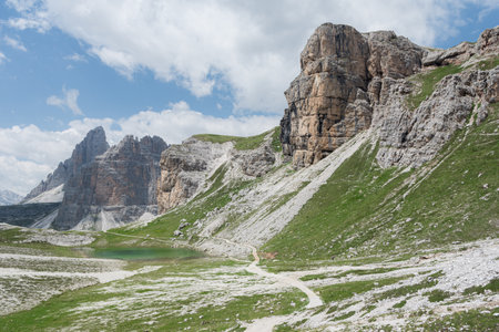 Three Peaks of Lavaredo, Dolomites, Italyの写真素材