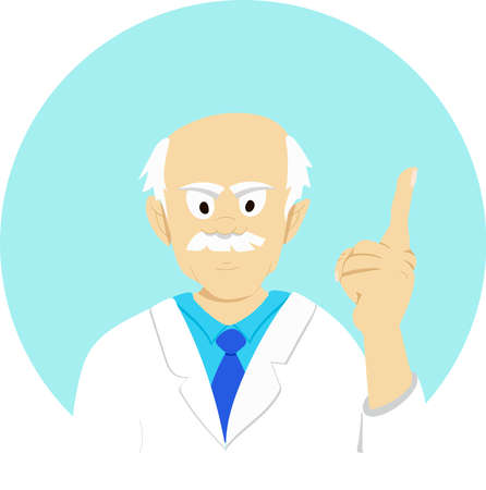 Doctor in white coat raise his hand, his palm is in warning gesture.のイラスト素材