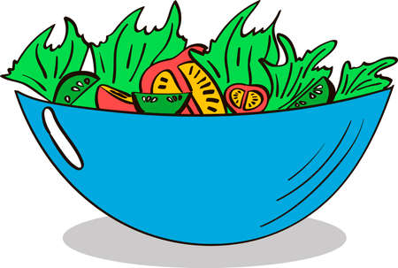 Vegetable salad doodle vector illustrationのイラスト素材