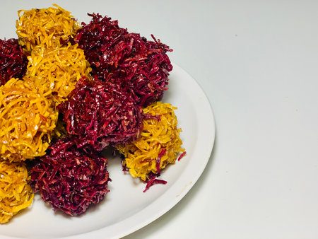 Red Cabbage and Carrot Rinds on a White Plate