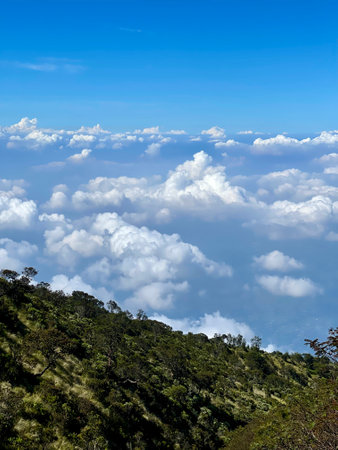 Beautiful cloudscape over the mountains at Khao Yai National Park, Thailand