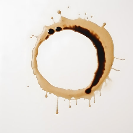 Coffee stain ring isolated on white background. Coffee splashes.の素材