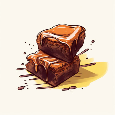 Chocolate cake. Vector illustration of a piece of chocolate cake.の素材