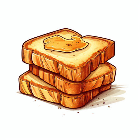 Slices of toast bread with butter and honey. Vector illustration.の素材