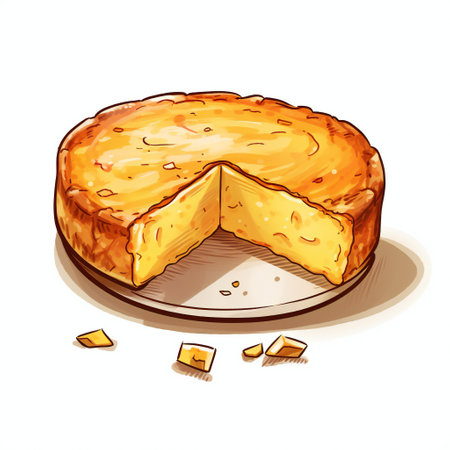 Cheese pie. Vector illustration of a piece of cheese pie.の素材