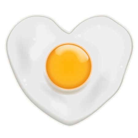 Vector Fried Egg heart shape - isolated on white backgroundのイラスト素材