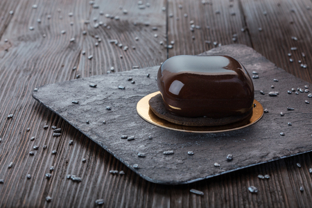 French mousse cake covered with mirror glazeの写真素材