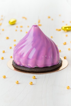French mousse cake covered with mirror glazeの写真素材