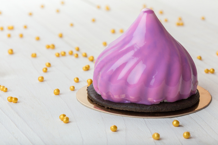 French mousse cake covered with mirror glazeの写真素材