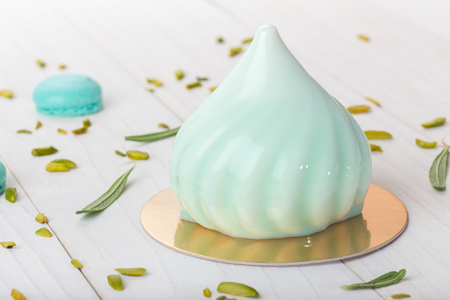French mousse cake covered with mirror glazeの写真素材