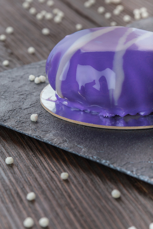 French mousse cake covered with mirror glazeの写真素材