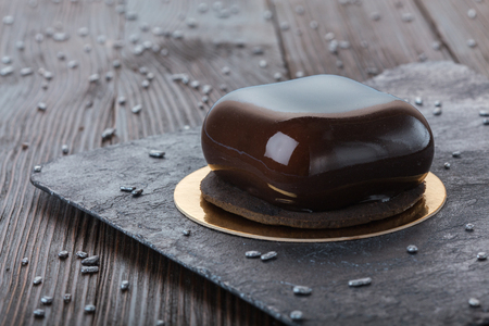 French mousse cake covered with mirror glazeの写真素材