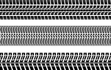 Tire tracks seamless pattern. Black and white tire tracks background.のイラスト素材