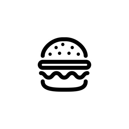 Burger icon vector. A thin line sign. Isolated contour symbol illustrationのイラスト素材