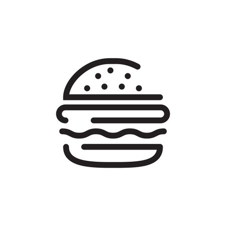 Burger icon in flat style. Hamburger vector illustration on white isolated background. Hamburger business concept.のイラスト素材