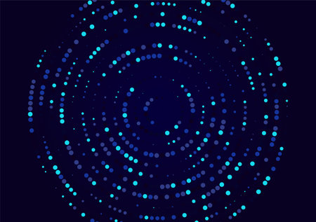 Abstract blue halftone circle pattern on dark background. Vector illustrationのイラスト素材
