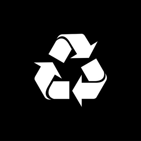 Recycle icon on dark background, vector illustration. Flat design styleのイラスト素材