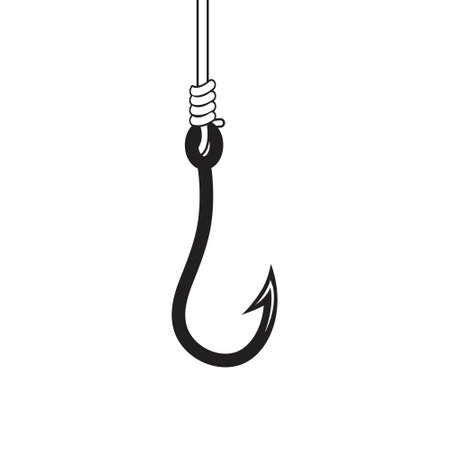 Fishing hook icon in flat style. Fishing tackle vector illustration on white isolated background. Fishing hook business concept.のイラスト素材
