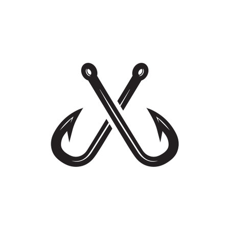 Fishing hook icon in flat style. Fishing tackle vector illustration on white isolated background. Fishing hook business concept.のイラスト素材