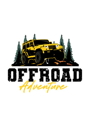 Off-road adventure typography design for t-shirt, apparel.のイラスト素材