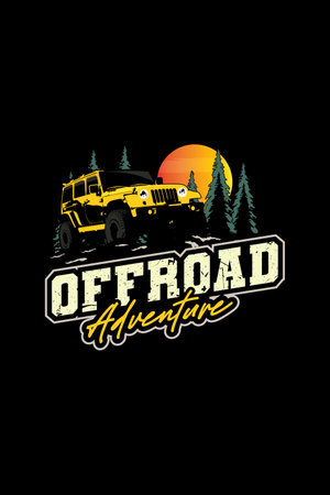 Off road adventure logo, off-road vehicle, vector illustration.のイラスト素材