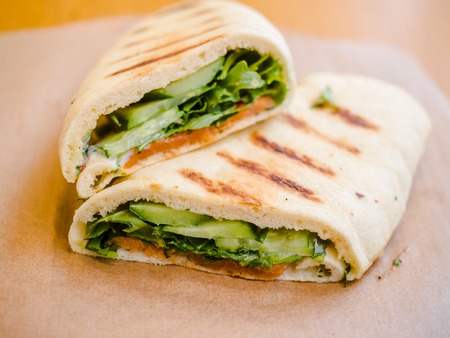 sandwich with ham and greensの写真素材