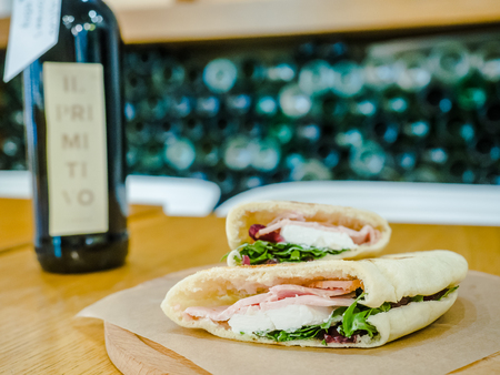 sandwich with ham and greensの写真素材