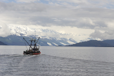 June is salmon fishing season   The waters of Prince Williams sound play host to many commercial salmon fishing boats の写真素材