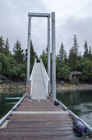 This towering dock was designed for tide changes of more than 20 ft の写真素材