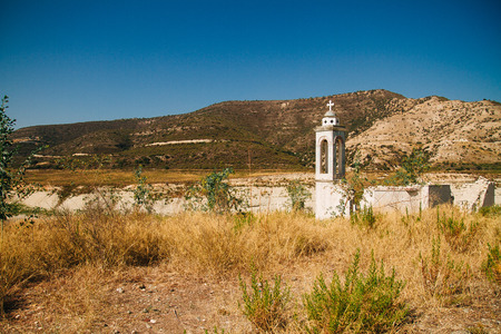 Flooded abandoned church of st Nicolas at Alassa area in Cyprusの写真素材